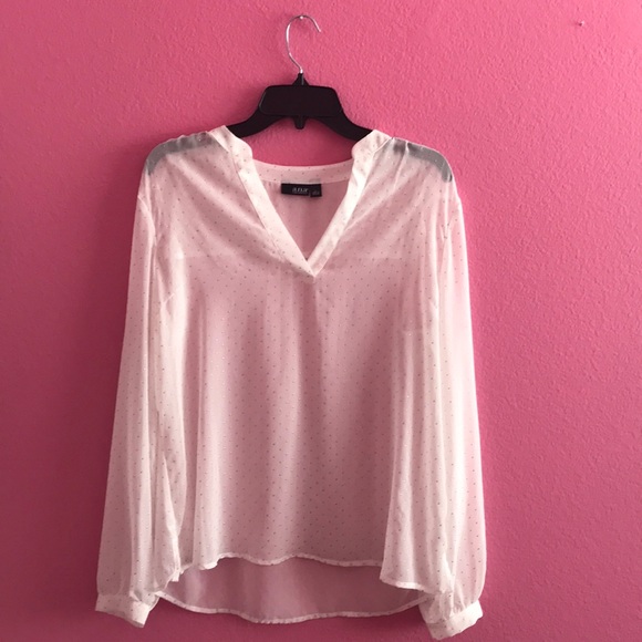 a.n.a Tops - a.n.a large long sleeve sheer gold beaded blouse